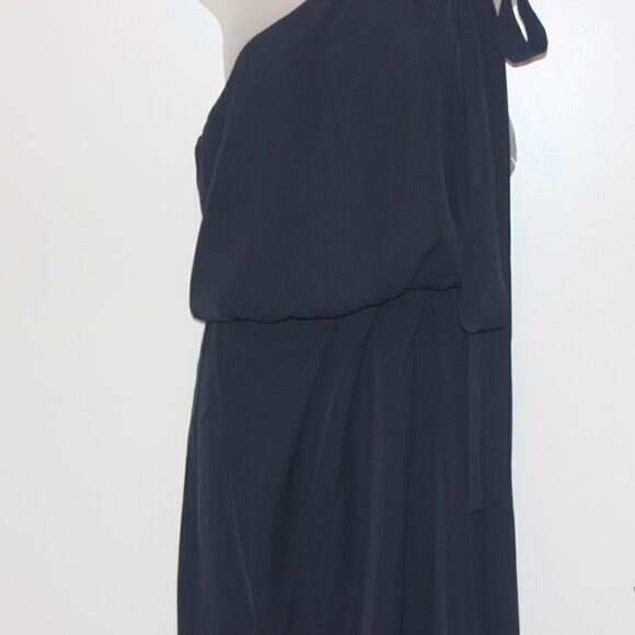 NWOT AMYLYNN One Shoulder  Satin Navy Blue Dress Women Size Medium - Picture 7 of 14